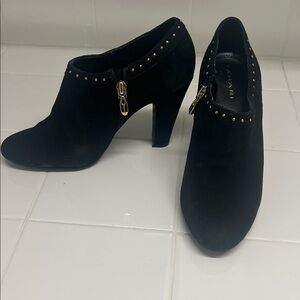 Tahari Black Heeled Boots with Gold Studs